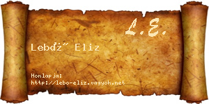 Lebó Eliz névjegykártya